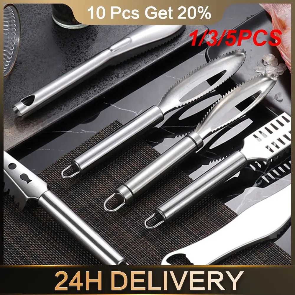 1/3/5PCS Peeling And Scaling Machine Aging Using Sharp Serrations Fish Scale Planing Double Handled Fish Scale Shaver