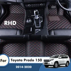 RHD Car Floor Mats For Toyota Prado 150 2020 2019 2018 2017 2016 2015 2014 Leather Carpets Foot Pads Auto Accessories Interior