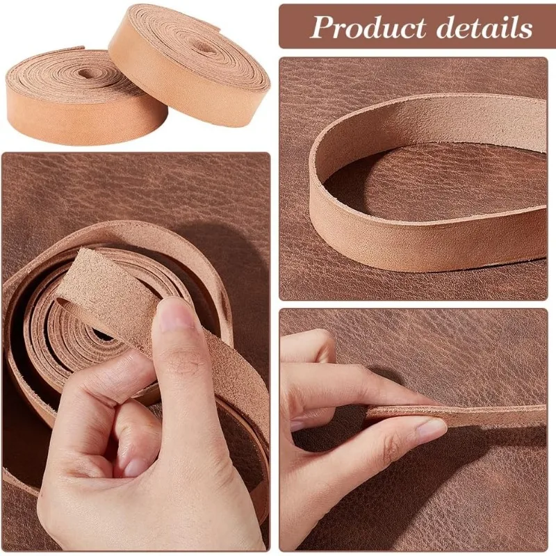 1pc  Wide Leather Straps 3/4 x 157 Inch Flat Leather Strip 2.5mm Thick Leather Cord Coffee Color Leather Belt Leather Blank Band