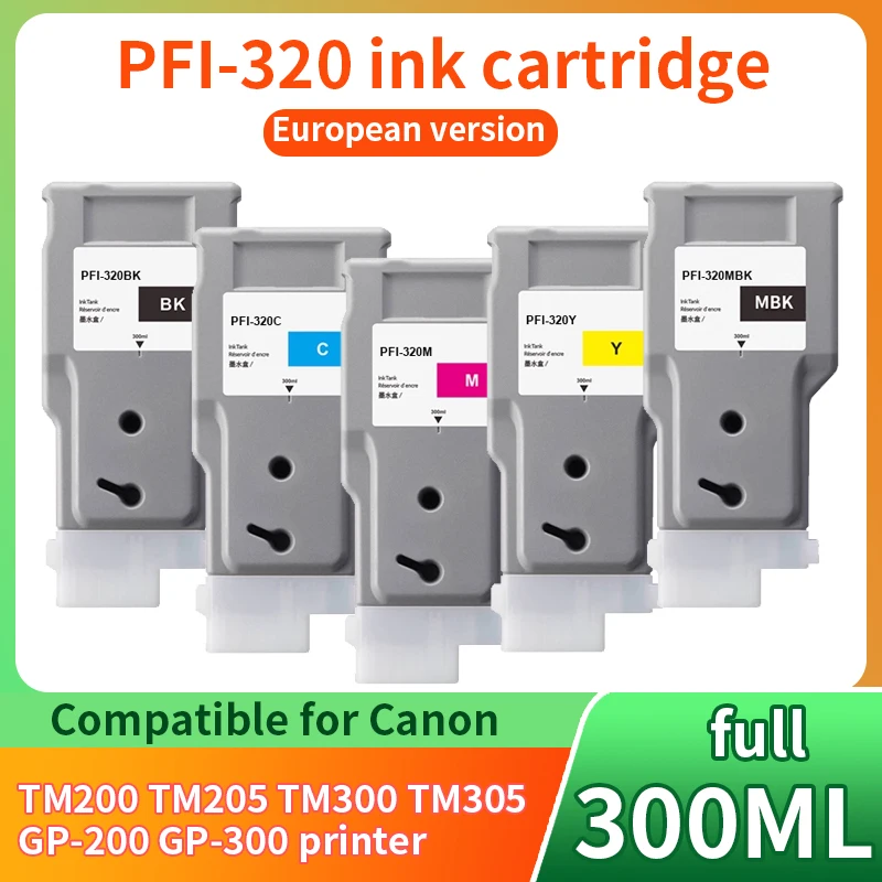 

Чернильный картридж PFI 320 PFI-320 для принтера Canon TM200 TM205 TM300 TM305 200 205 300 305 GP-200 GP-300 с чипом и пигментными чернилами