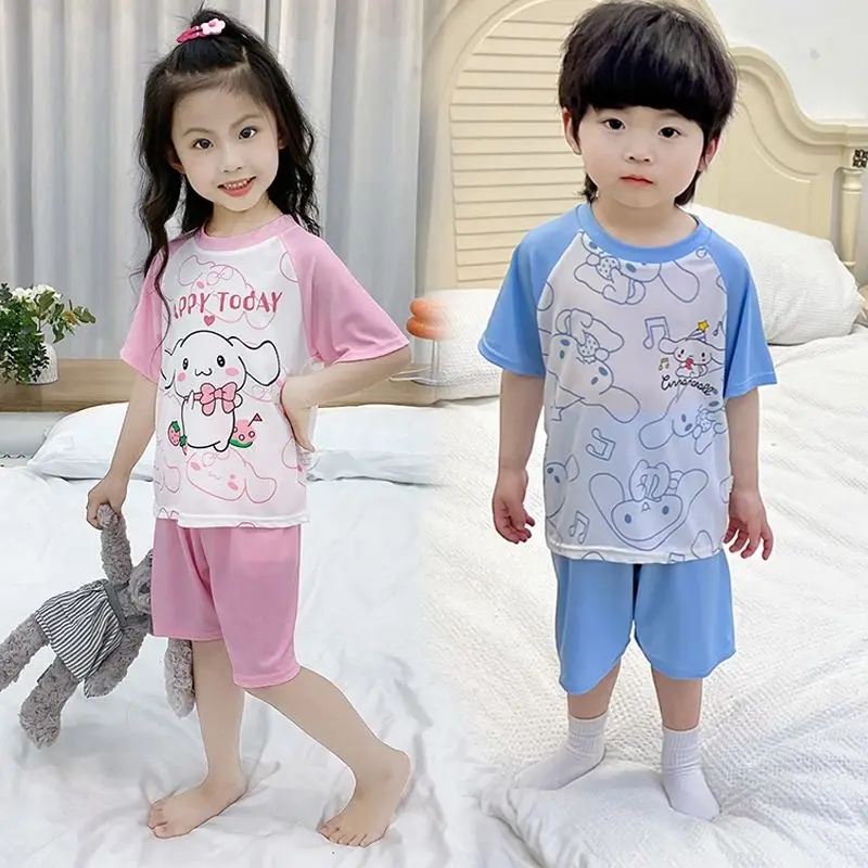 

Sanrio Kuromi Kids Round Neck Pajamas Anime Cinnamoroll Cute Comfortable Homewear Cartoon Kawaii My Melody Nightwear Girl Gift