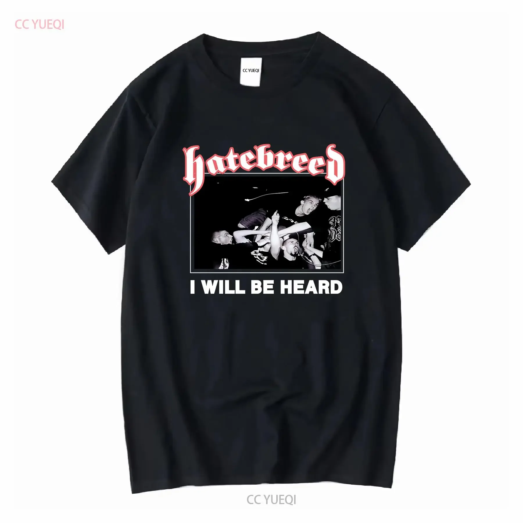 Hatebreed Band Camiseta de algodón negro MC0057 Top vintage lavado para hombre para uso diario Ropa de diseñador ligeramente gráfica