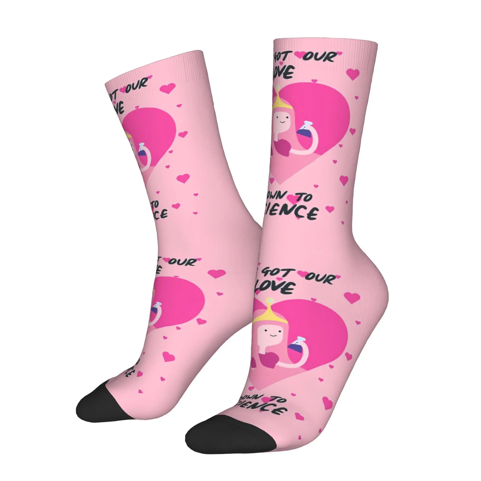 

Funny Crazy Sock for Men We've Got Our Love Down To Science Vintage Adventure Time Pattern Printed Crew Sock Seamless Gift