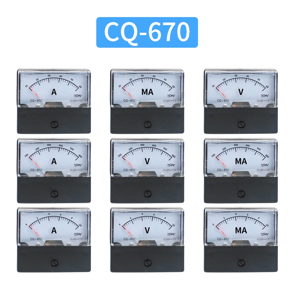 DH-670 mA DC Pointer type milliammeter 1mA 10mA 20mA 30mA 50mA 100mA 200mA 300mA 500mA Analog Mechanics Plate table Ammeter