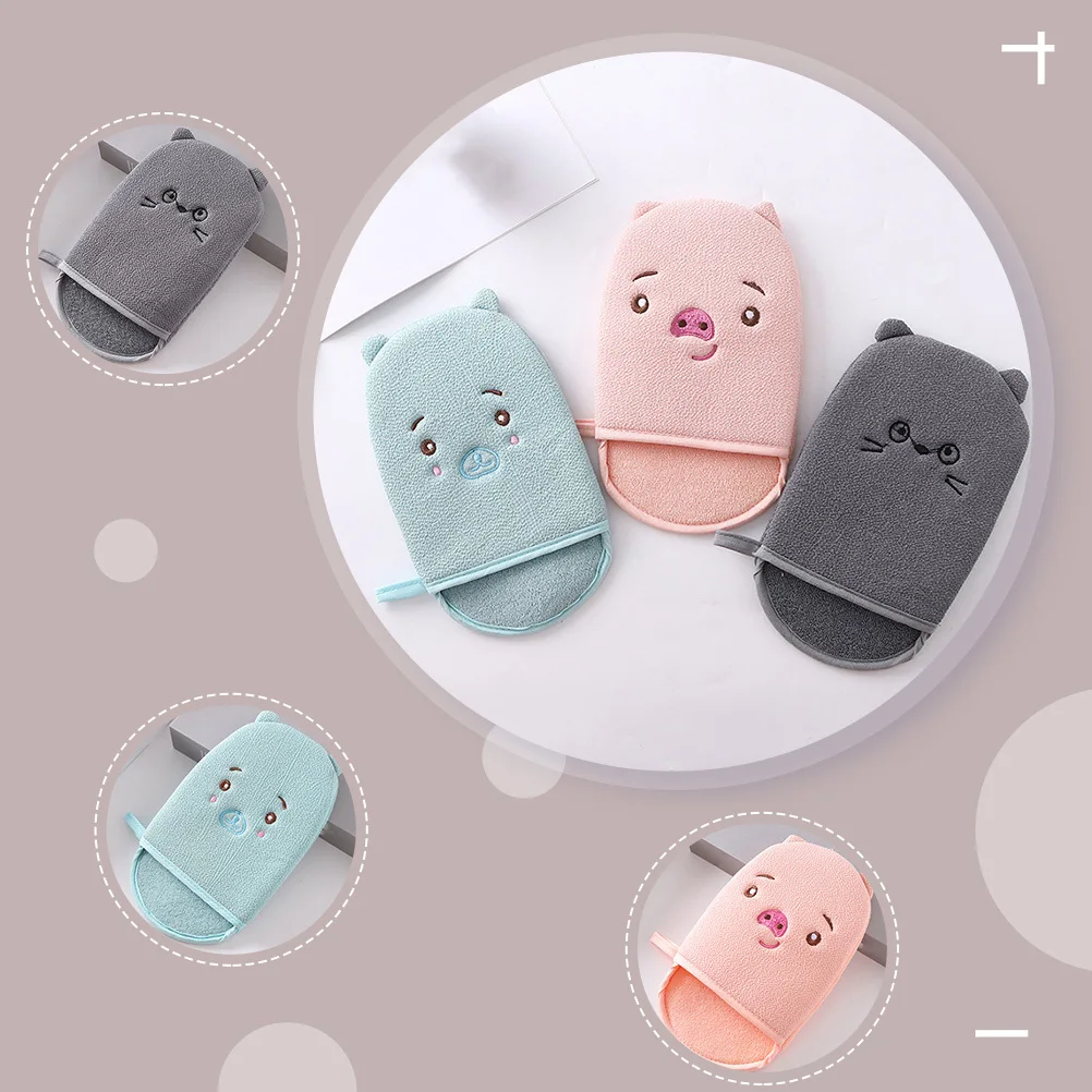 3 قطعة قفازات الاستحمام الكرتون الإبداعية رائعتين دش الغسيل لينة الجسم نظافة المنزل حمام القفازات قفازات التنظيف العميق دش #6