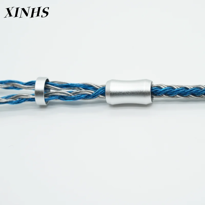 XINHS Y30 16-adriges blau-graues gemischtes 5N-Einzelkristall-Kupfer-versilbertes Kopfhörer-Upgrade-Kabel, 0,78 2-polig/HD650/IE900/QDC/MMCX – Detail 4