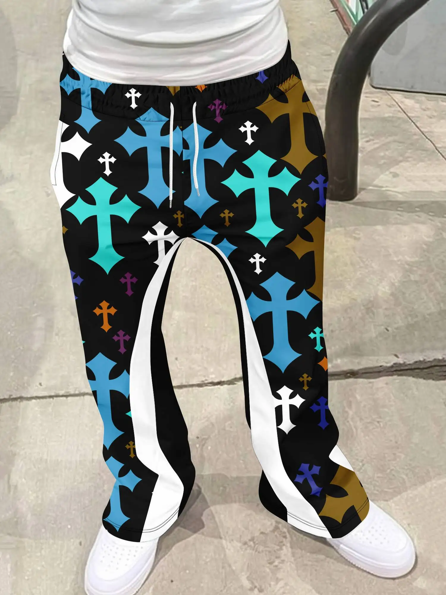Y2k Schlaghose für Männer, Lose 3D-Druck-Hose, Lässige Jogginghose, Mittlere Taille, Sportliche Damenkleidung, Streetwear, Hip-Hop, Vintage-Hose – Detail 8