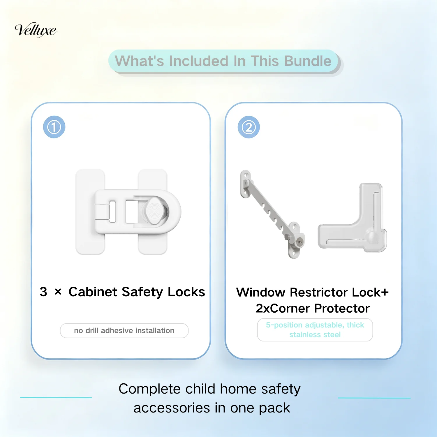 Baby Cabinet Safety Locks 3Pcs& Window Restrictor Lock Bundle, Childproof Locks for Fridge Oven Cabinet Casement Window, Home S