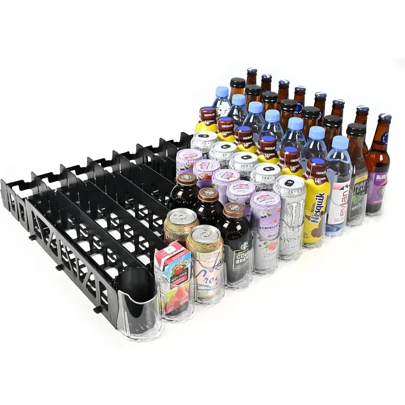 Spring Push Drink Dispenser, Refrigerator Organizers and Storage Bottles, and Cans, Drink Dispenser for Fridge, Commercial