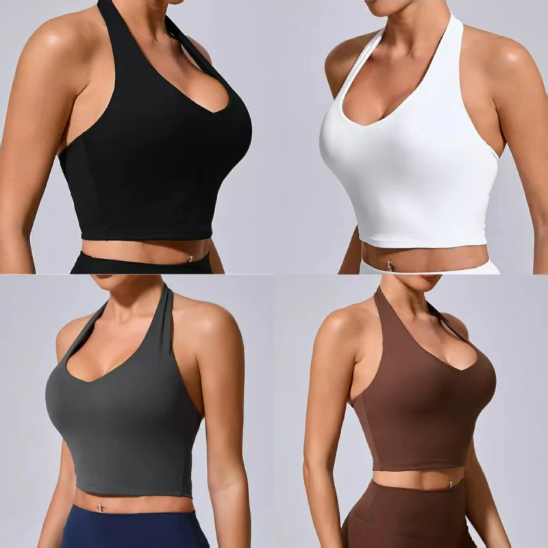 

Halter Backless Vest Woman Sexy Sleeveless Crop Top Women Slim Running Gym Yoga Sports Tops Lady Workout Fitness Clothes