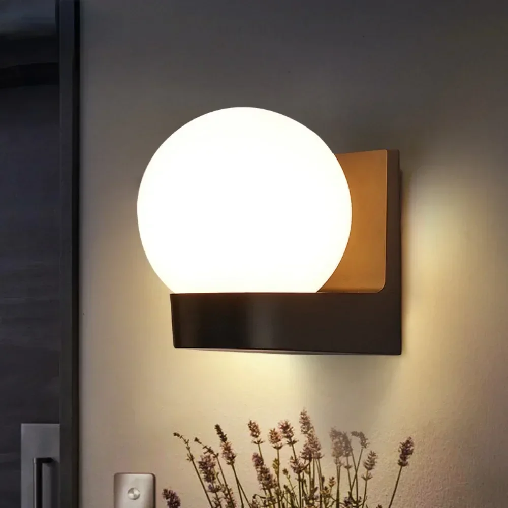 

Wall Sconce Creative Simple Ball Aisle Upholstery for Living Room Bedroom Bedside Stair outdoor lighting