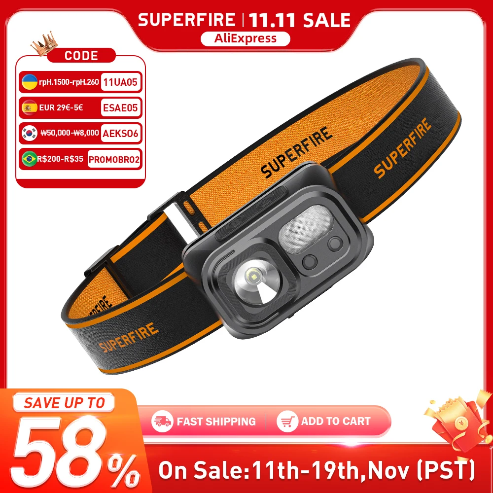 yZ[zSUPERFIRE HL23 ͂ LED wbhv Handfress UwbhCg Type-C [d~jwbhdLvƓ