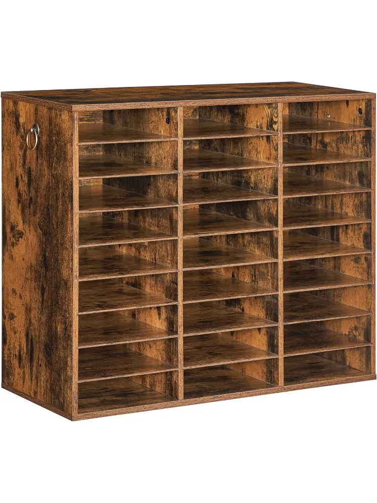

Literature Organizer, 27 Compartments Wooden Mail Organizer, Countertop Literature Sorter with Adjustable Shelves for Hom