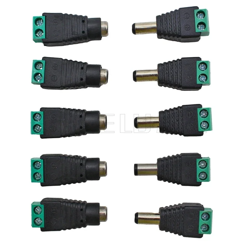 50/100 sztuk DC 12V męskie złącza żeńskie 2.1*5.5mm adapter wtyczki zasilania gniazda gniazda złącze kolor sygnału taśma LED kamera telewizji przemysłowej — zdjęcie 3