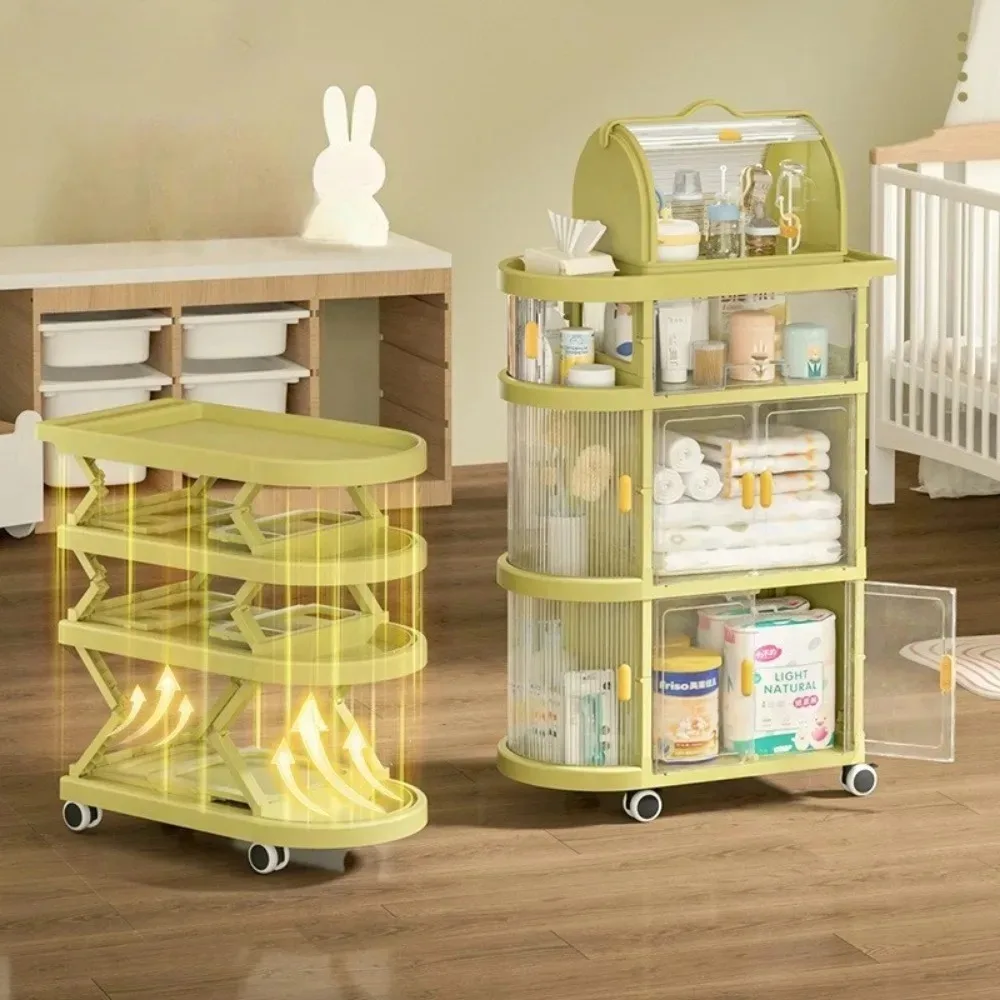 Folding Baby Storage Rack  Simple Trolley Snack Toy Trolley Landing Auxiliary Cart Sundries Organizer Shelving and Storage Racks