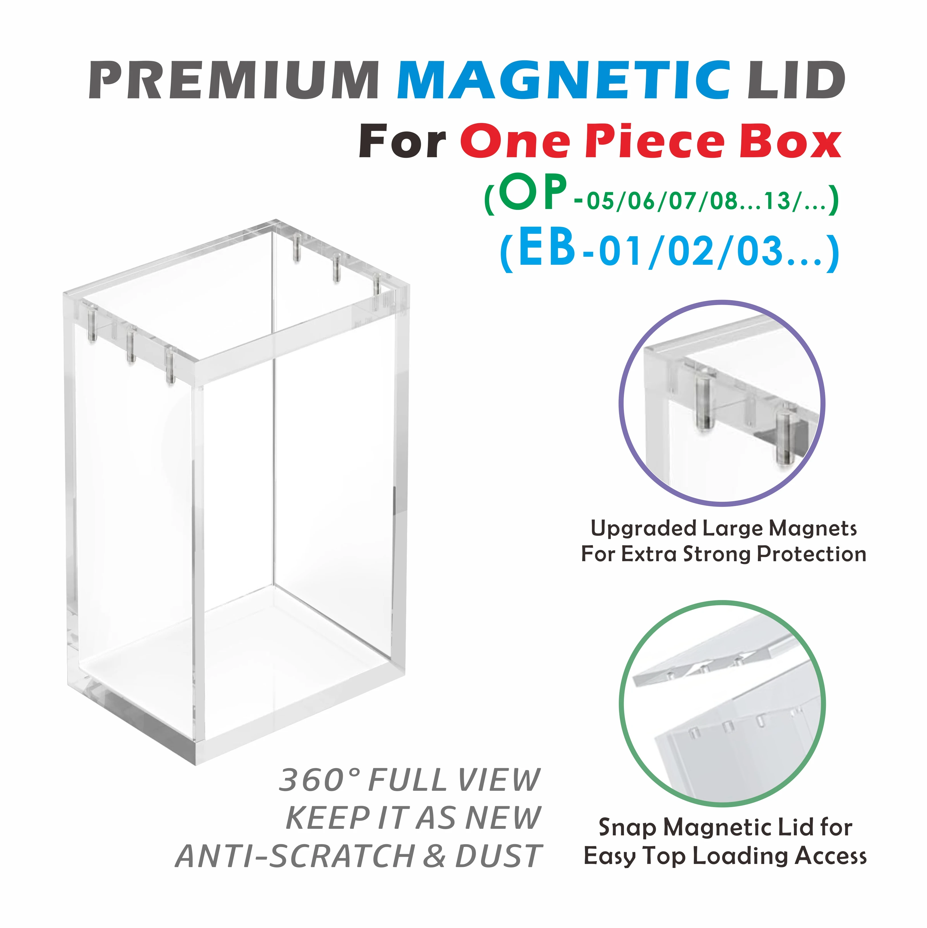 حافظة عرض مغناطيسية من الأكريليك لقطعة واحدة يابانية (OP-05/06/07/08...& EB-01/02/03...)
