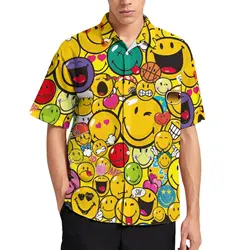 Summer smiling Face 3d Print Shirt Men Women Fashion Shirts Single-Breasted Short Sleeve Hawaiian Shirts Blouse Men's Clothing