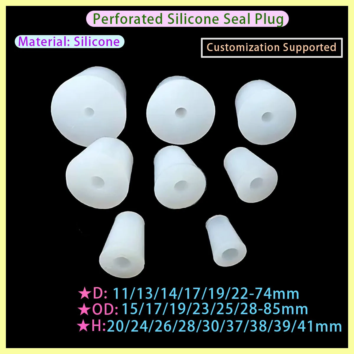 Silicone Stopper with 8mm Hole Coffee Wine Stopper, Air Filter Valve, Bubble Fermentation Exhaust Valve, Silicone Rubber Stopper