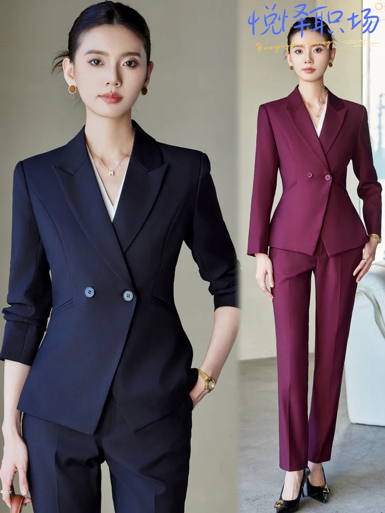 

Youmeiya High-End Professional Suit Set, Spring Thick Version, Sales Office Work Uniform, Elegant Waist-Cinching Long-Sleeve For
