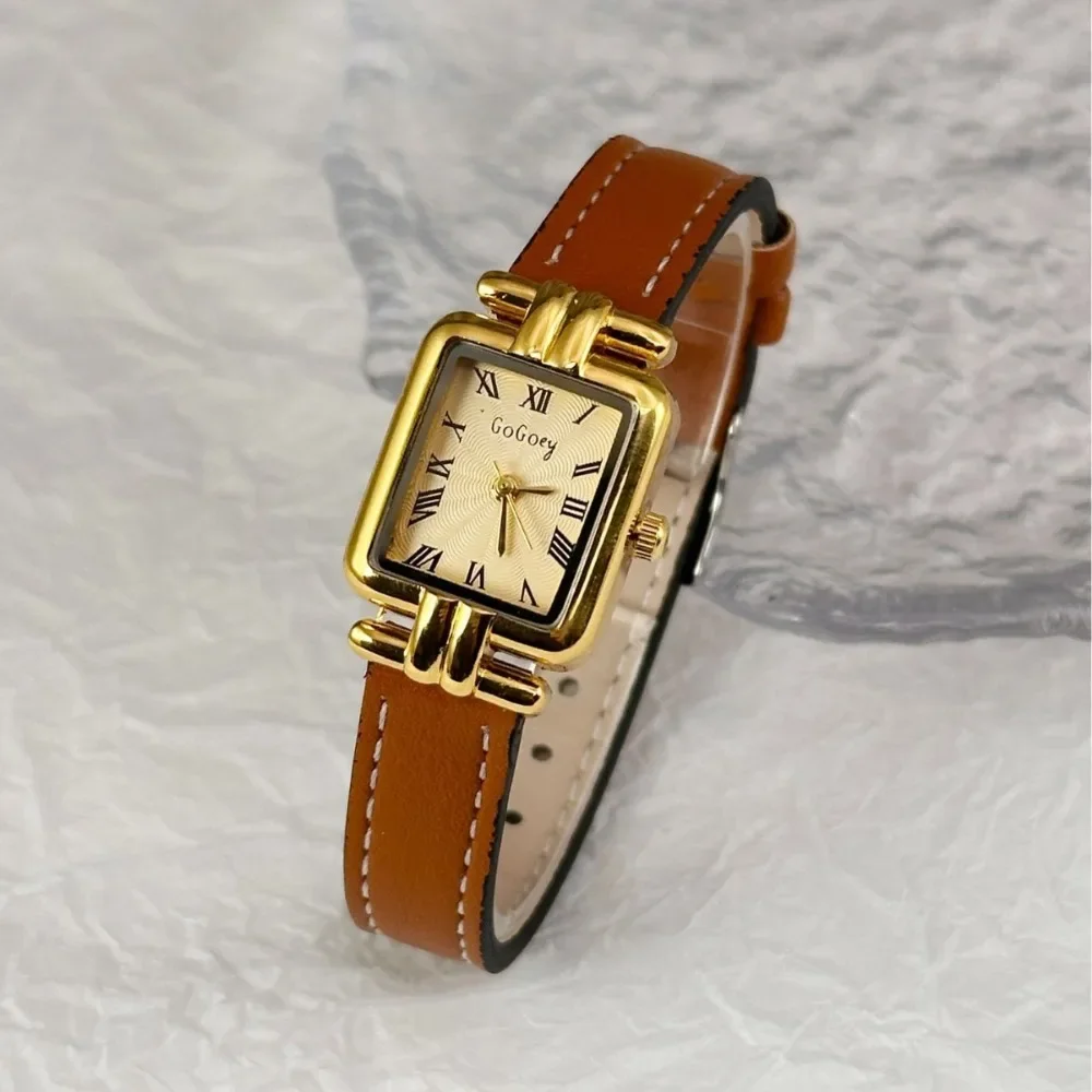 

Модные женские часы, простые винтажные кварцевые часы с римским циферблатом, кожаный ремешок, женские наручные часы, дропшиппинг, Relojes Para Mujer