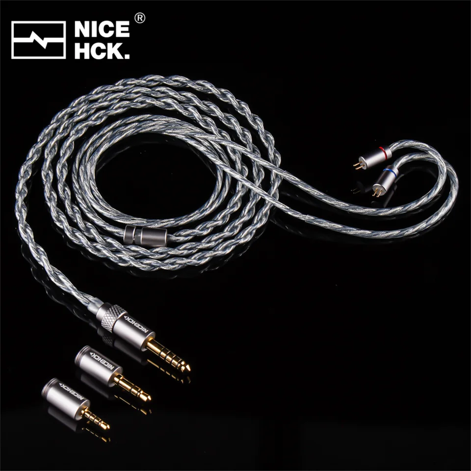 niceHCK musou シルバー 3in1 2pin NICEHCK BlueLuna Silver Plated OFC Flat 2Pin HiFi Earphone Upgrade
