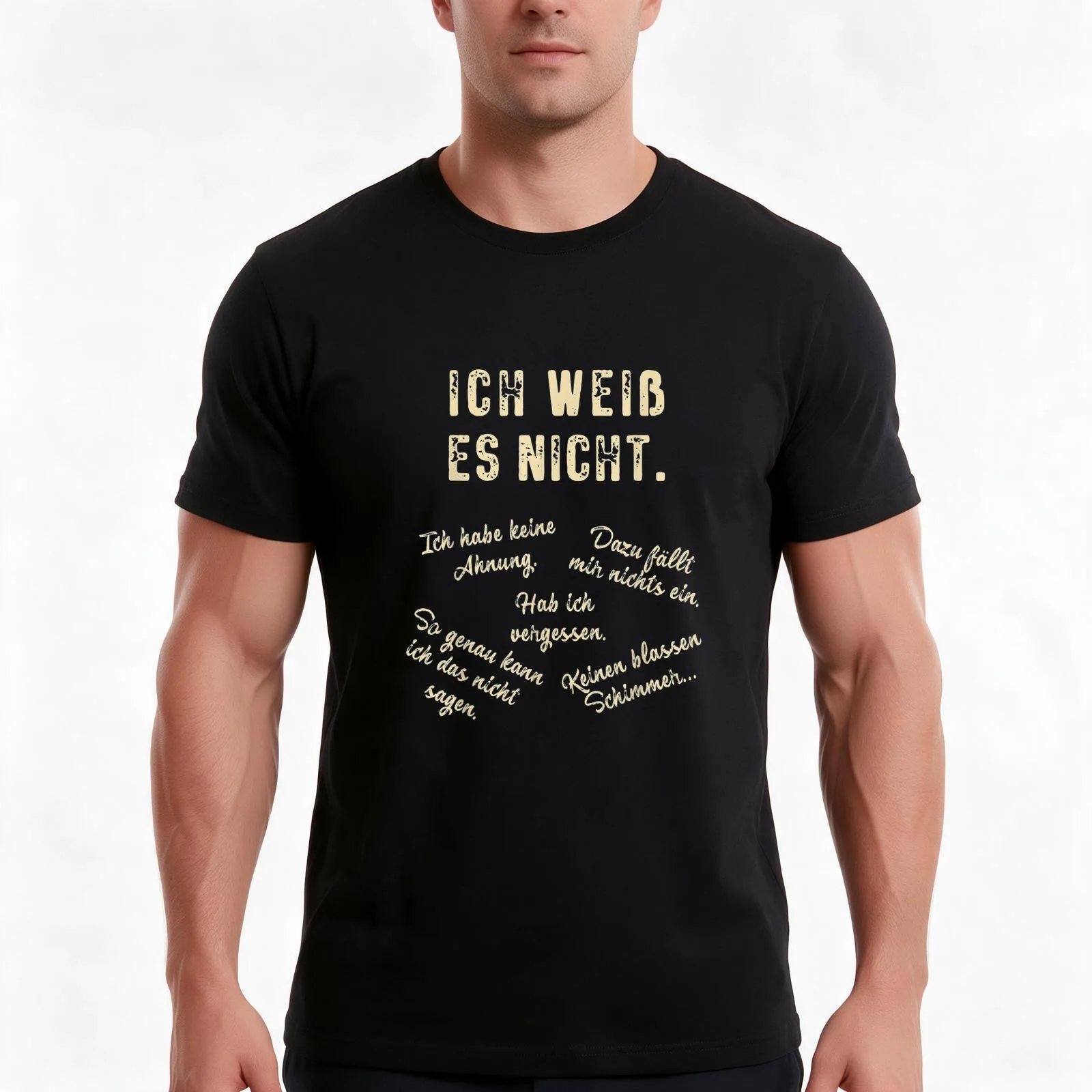 Ich weiss es nicht Germantudent T-Shirt Summer Casual Cotton Tee Oversized Streetwear Tops Vintage Graphic Print 100% Cotton