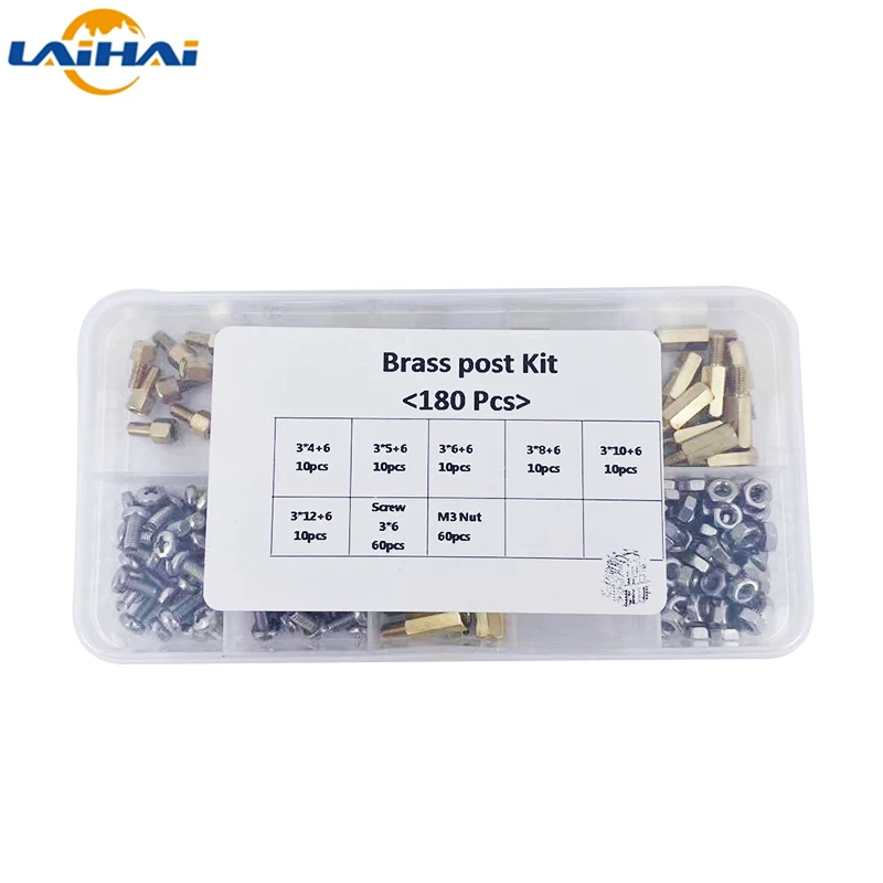 

180Pcs/set M2*L+3mm M2.5/M3*L+6mm Hex Nut Spacing Screw Brass Threaded Pillar PCB Motherboard Standoff Spacer Kit