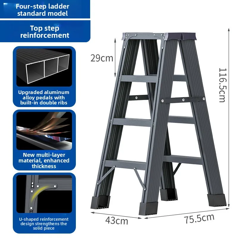 Aluminum Alloy A Frame Indoor Multifunctional Thickened Folding Double Sided Stable Heavy Duty Climbing Ladder Attic Ladder