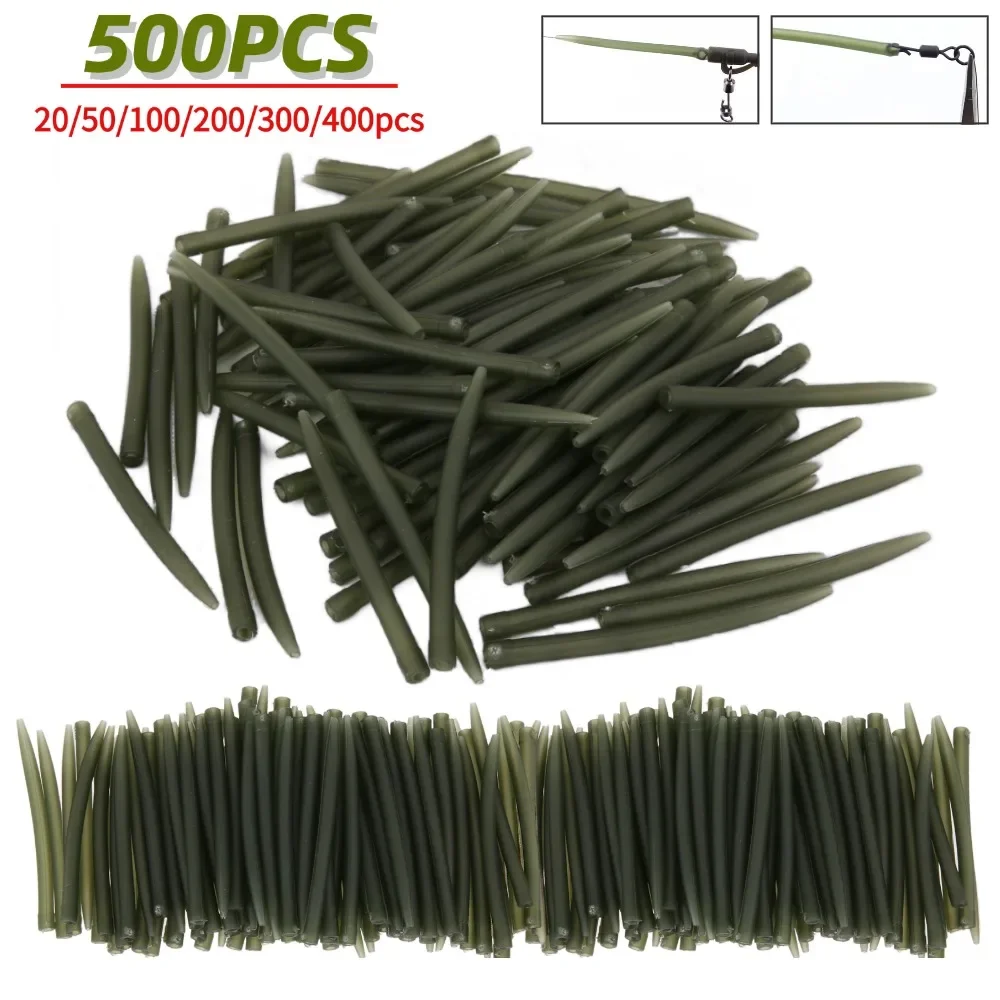 20-500PCS Terminal Carp Fishing Anti-Tangle Sleeves Connect with Fishing Hook Rubber Tip Tube Positioner Terminal Tackles Tools