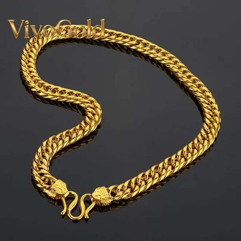 

VivoGold VivoGold Luxury 24K 9999 Pure Gold real gold Men's Necklace Boss Chain Men's and Women's Tank Chain