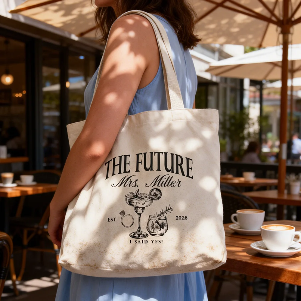 Bolsa de Tela Personalizada para Futura Novia, Bolsa de Lona para Compromiso, Artículos para Fiestas, Regalo para Despedida de Soltera, Bolsa Reutilizable para Boda