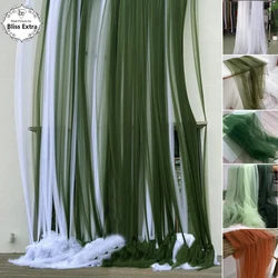 Hot Sale Soft Tulle Fabric Wedding Celebration Pink Blue Yellow Mesh Chair Back Yarn Encryption Gauze Curtain Clothing Material
