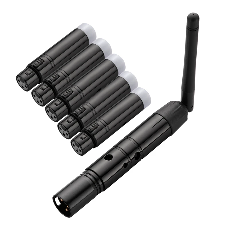 DMX512 Wireless Controller 2.4G ISM XLR Receiver Transmitter Long Transmission Range Light 1T5R for Party DJ EU Plug