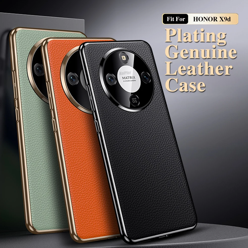 

Оригинальный кожаный чехол для HONOR X9d X70 Magic8 Lite с покрытием из натуральной воловьей кожи с рисунком личи, защита объектива, противоударный жесткий чехол