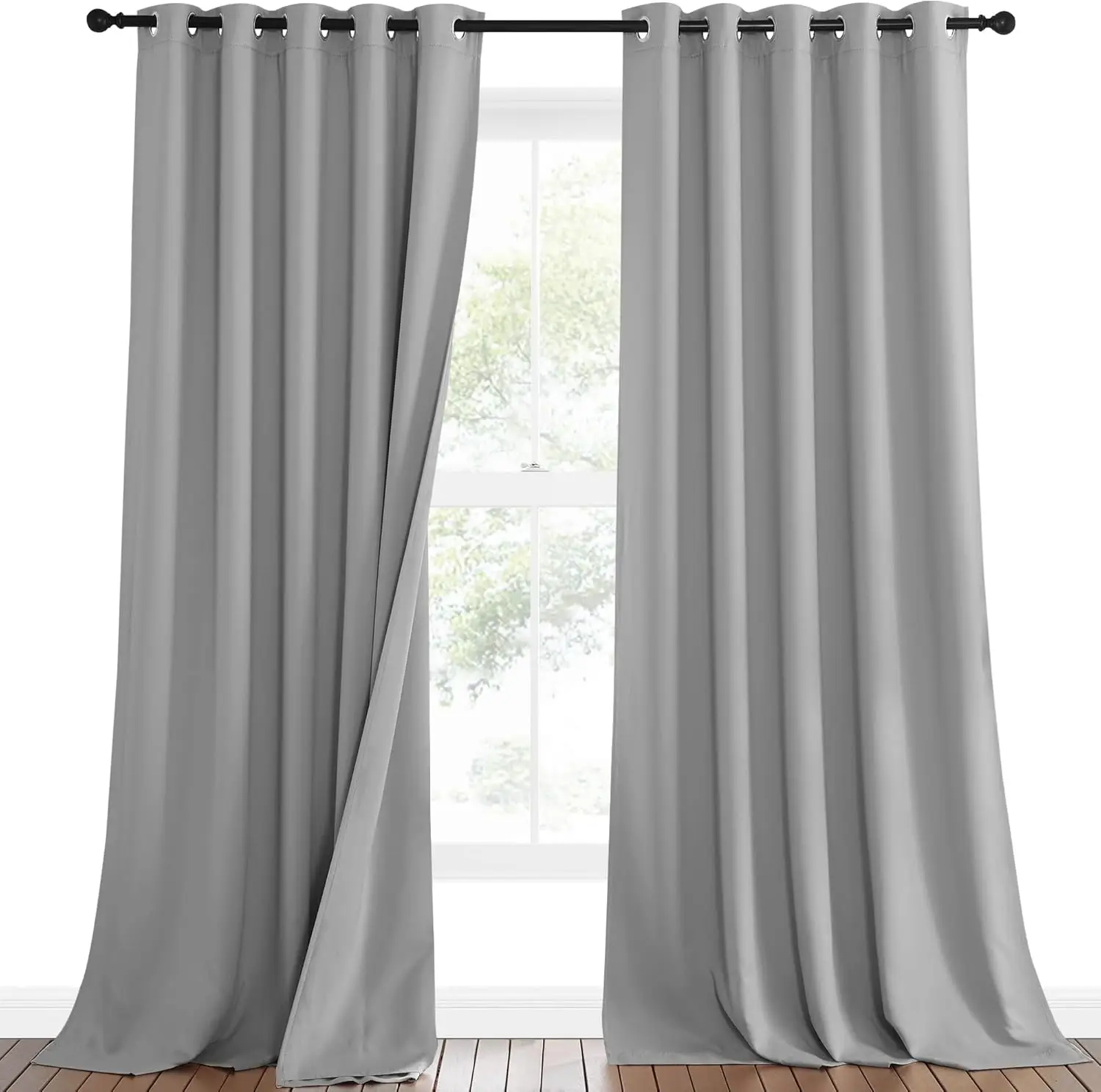 

Noise Insulation Curtain Panels, Pair of Energy Smart & 100% Blackout Echo of Sounds Reducing Drapes for Dining Room Win