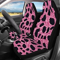 2pcs Pink Leopard Print Car Seat Covers for Women and Men, Universal Auto Front Seat Protector Fits for Car, SUV Sedan