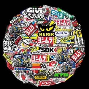 40/80/120pcsランダムオートバイ装飾用ステッカーデカールバイクヘルメットタンクレーシングスポンサーロゴ川崎ホンダヤマハBMW 12ベストセールスビニールデカール-5