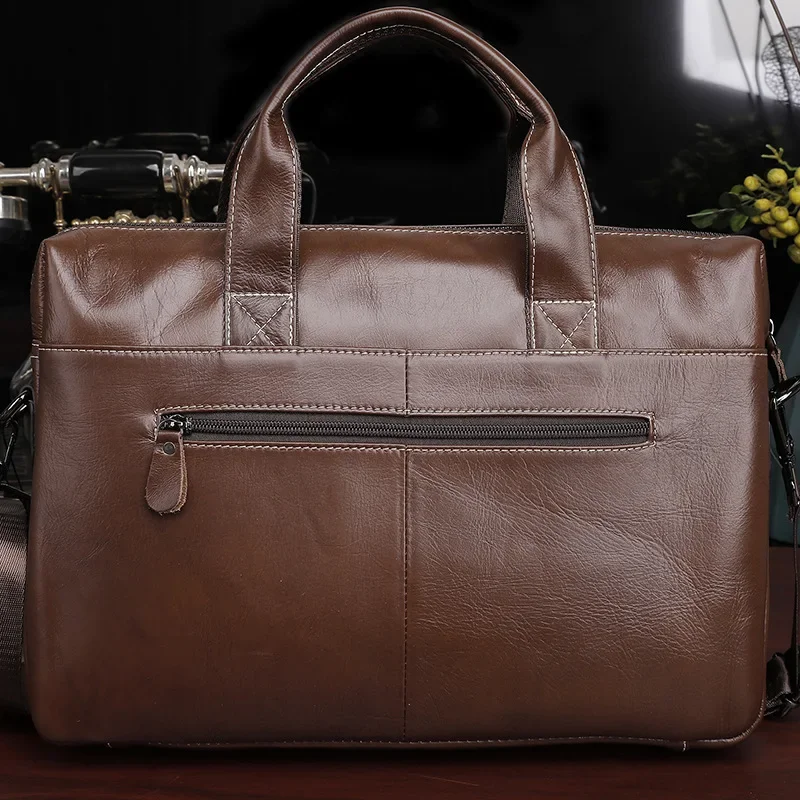 Bolsos de cuero genuino para hombre, maletines de viaje para ordenador portátil de negocios, bolsos de mensajero de alta calidad, bolsos de hombro