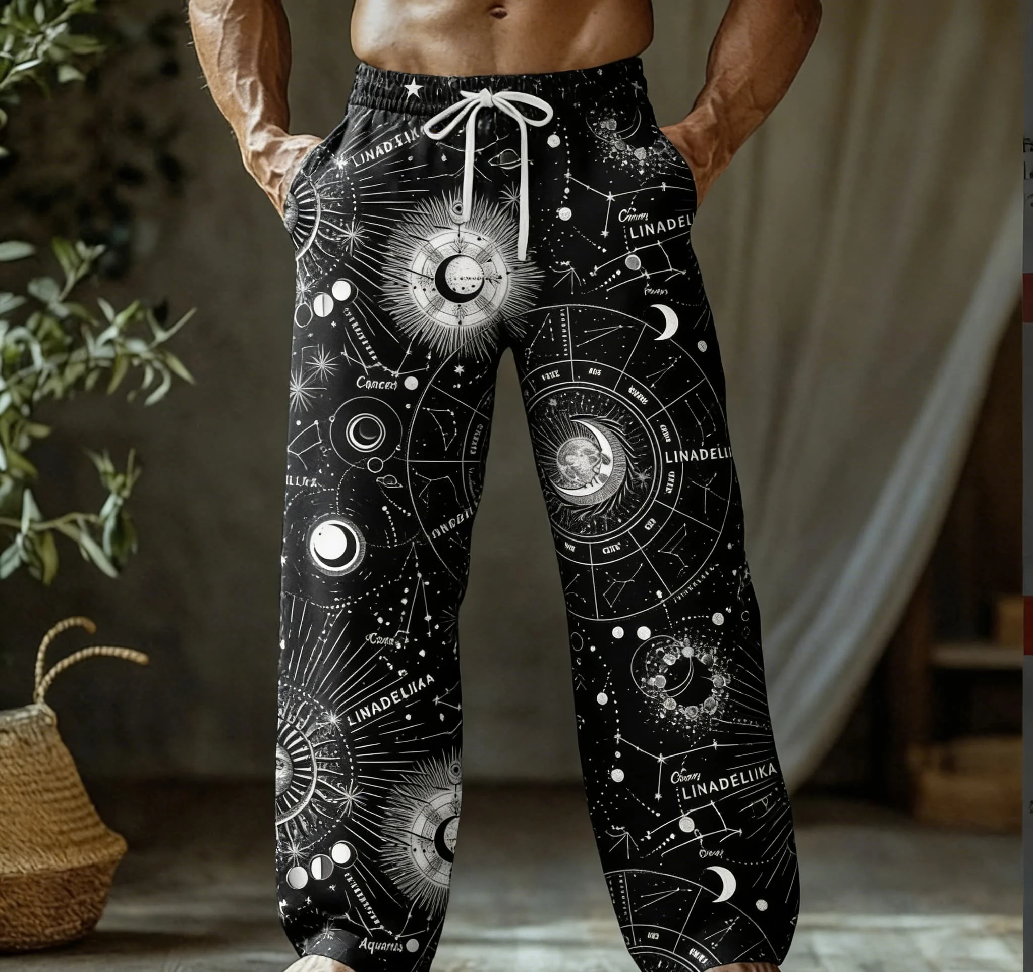 Men's Summer Thin Quick-Dry Hawaiian Beach Pants, Loose Fit, Casual, Retro Passport Stamp Print