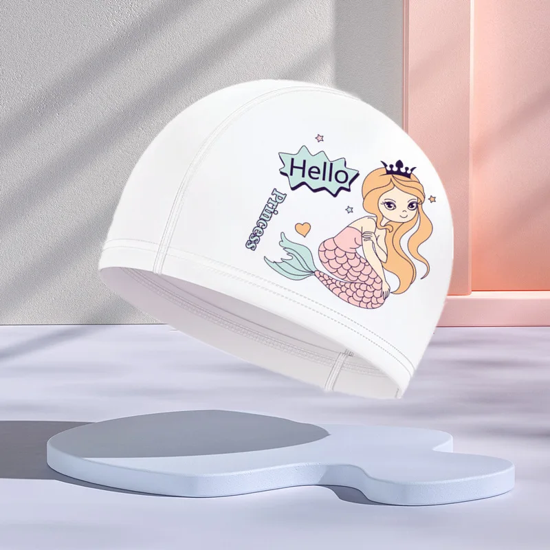 Gorro de baño con estampado de dibujos animados para niños y niñas, gorro de baño de Pu, impermeable, protector, cosas para bebés, 2024