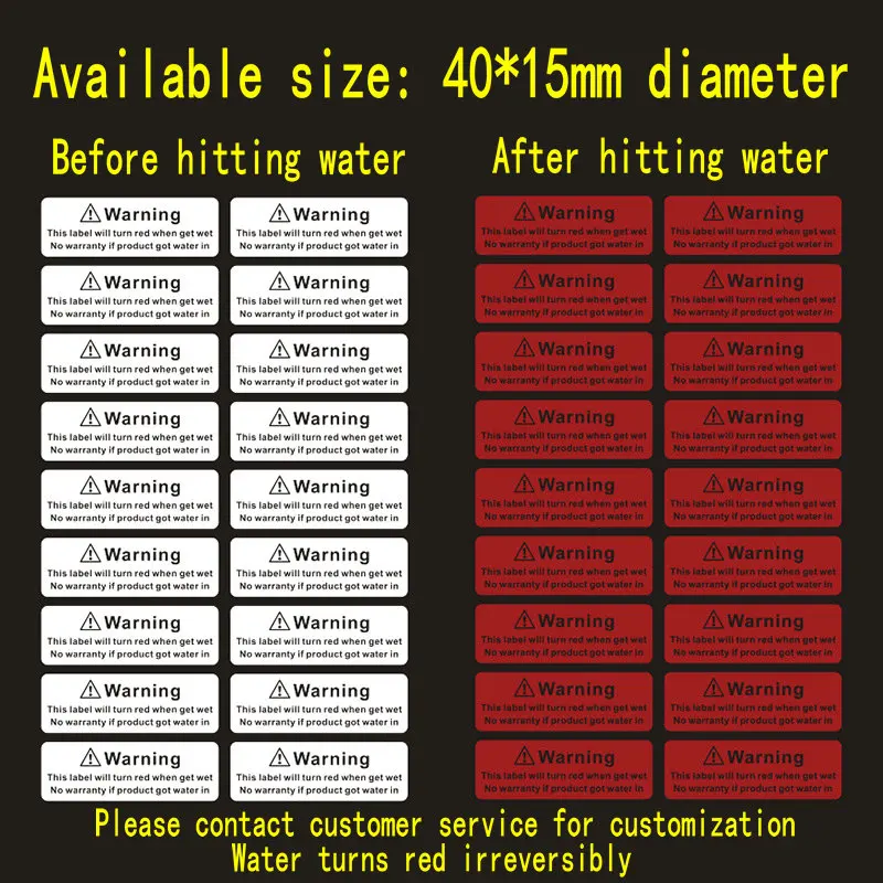 Water Sensitive Sticker Turn Red When Got Wet Device Potential Damage Indicator Warranty Void Instruction Liquid Sensor Label