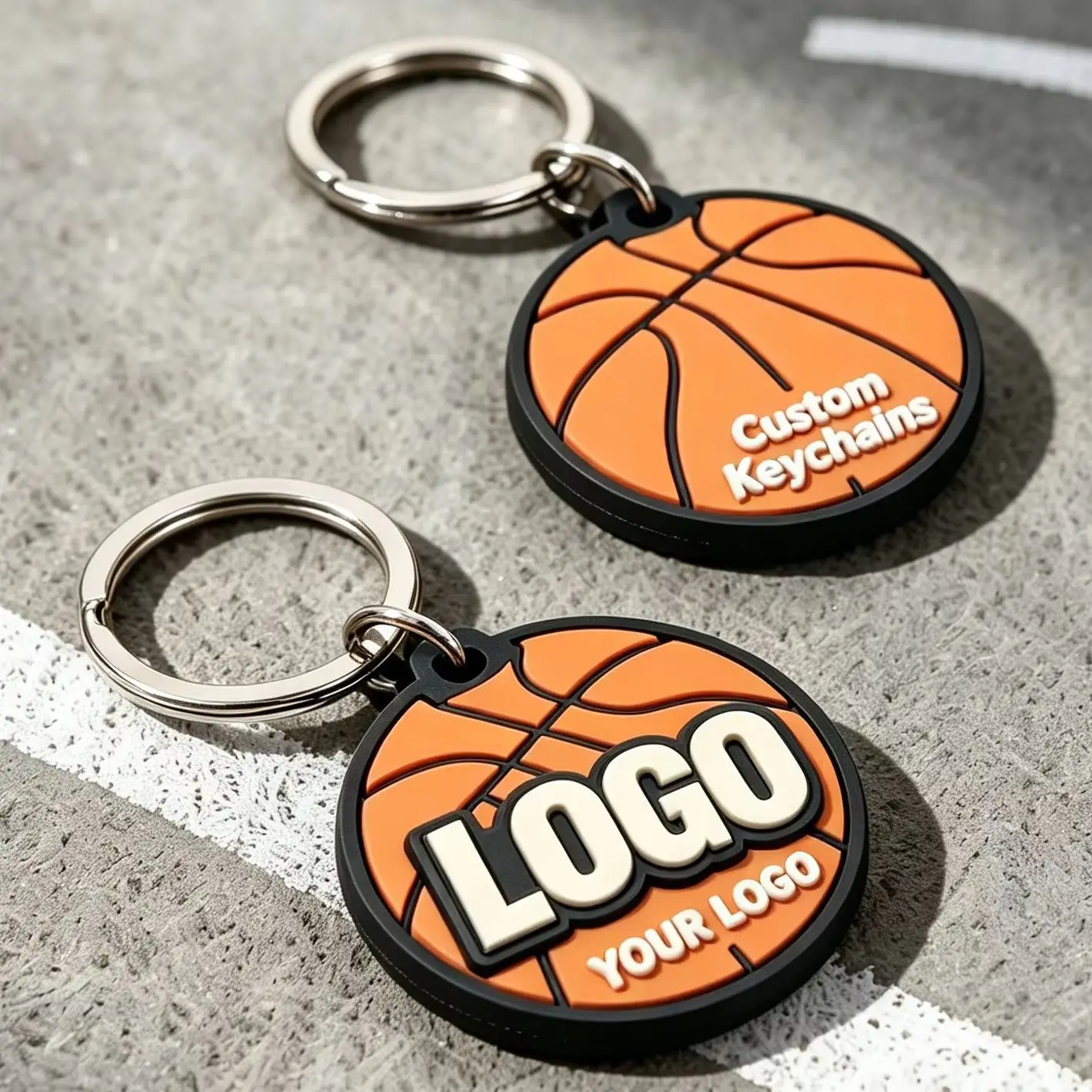 Customized Sports Balls round Keychains Soft PVC Rubber Accessories with Metal Rings for Promotional Souvenirs