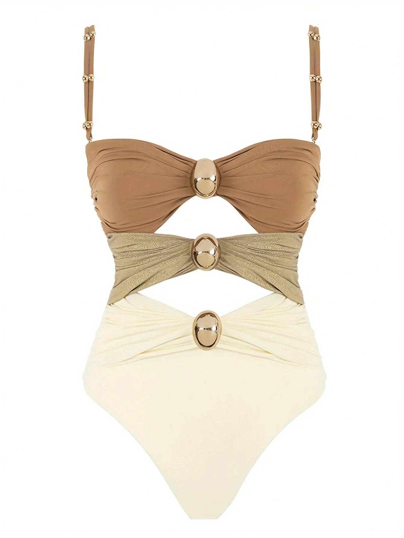 Nuevo Bikini de una pieza para mujer, traje de baño Sexy de retazos para mujer, traje de baño hueco con tirantes, traje de baño ajustado para playa 2025