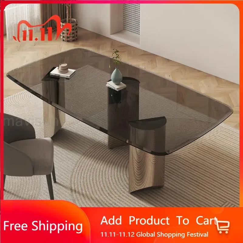 

Минималистичный обеденный стол Vanity, 12 мм, утолщенное пепельное стекло, столешница, консоль из нержавеющей стали Regale Mesas De Jantar, модная мебель