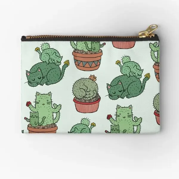 

Cactus Cats Zipper Pouches Cosmetic Socks Wallet Women Pocket Pure Coin Bag Panties Men Packaging Key Money Storage Small