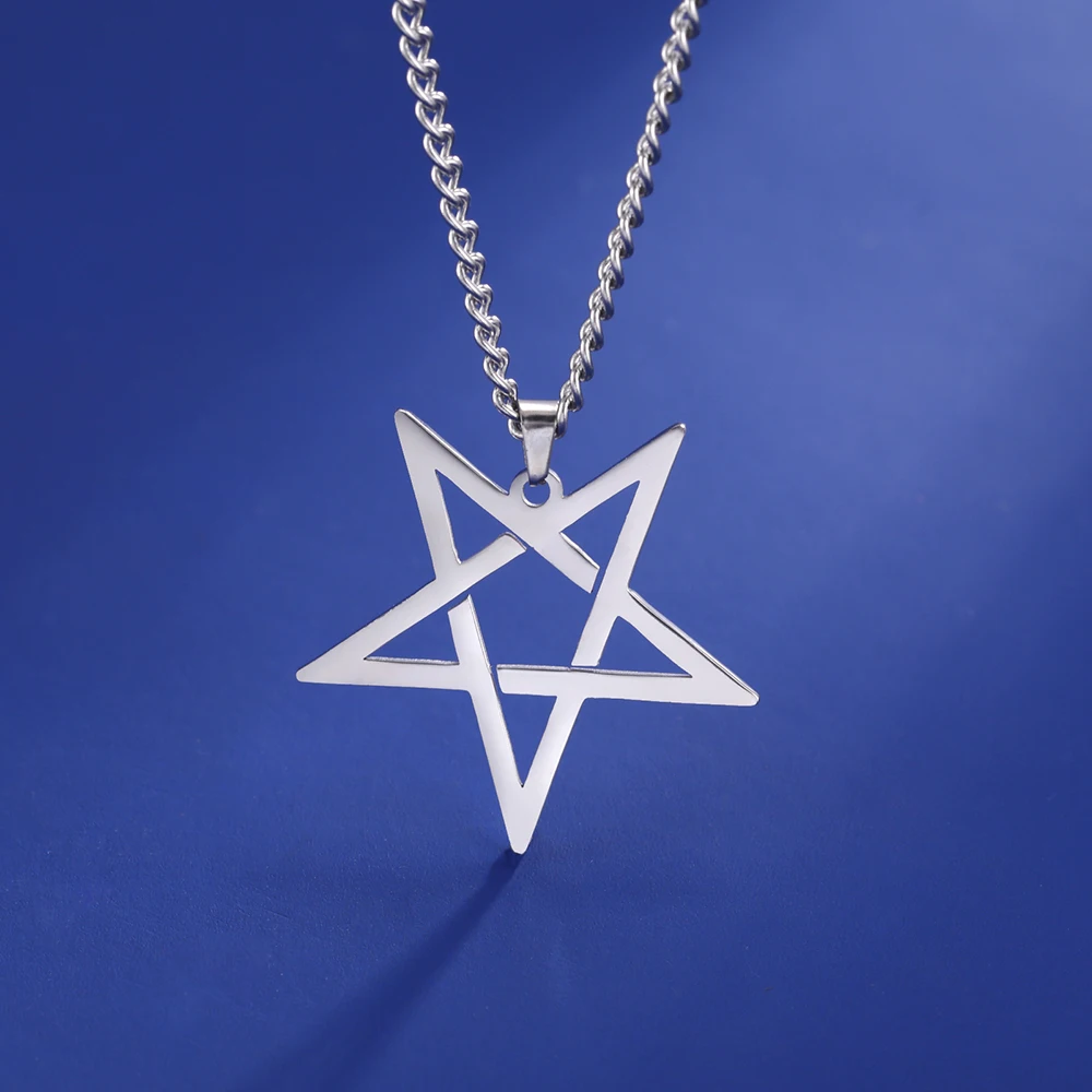 EUEAVAN 5pcs Inverted Pentagram Pentacle Stainless Steel Charms for Jewelry Making Amulet Witchcraft Necklace Earrings Pendant