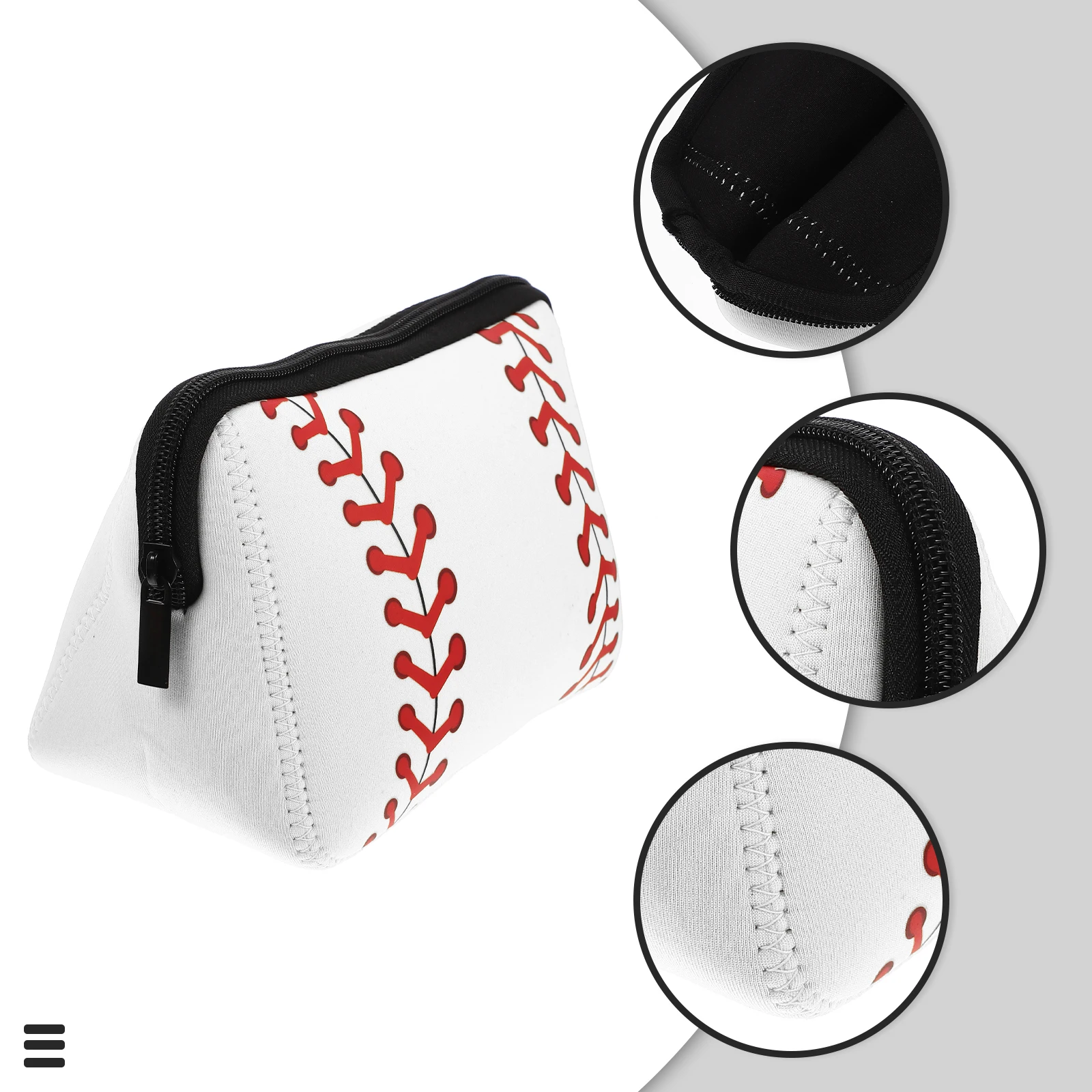 

Creative Baseball Pattern Travel Toiletry Storage Portable Makeup Bag Neoprene Wash Bag Zipper Design Multi-Function