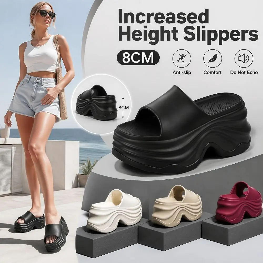 Increased Height Thick Heel Slippers Anti-Slip Step Sensation Women's Slippers 10CM Sole Anti-odor EVA Cool Slippers