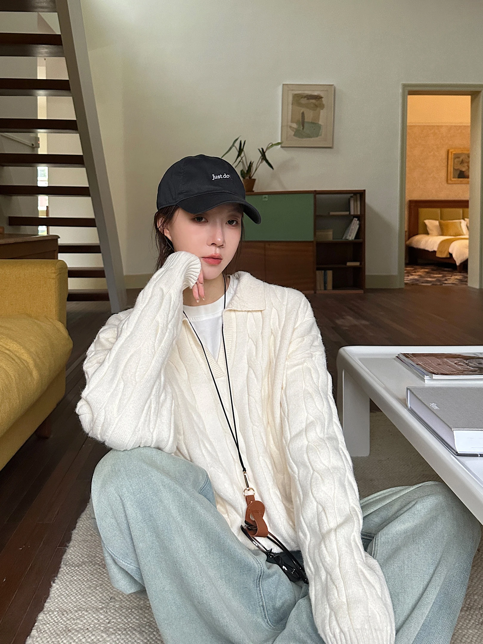 

Thiened Casual V-Ne Knitted Sweater Women's Overhead Long Sve Warm Top Versatile Autumn Winter Faion Basic Sle