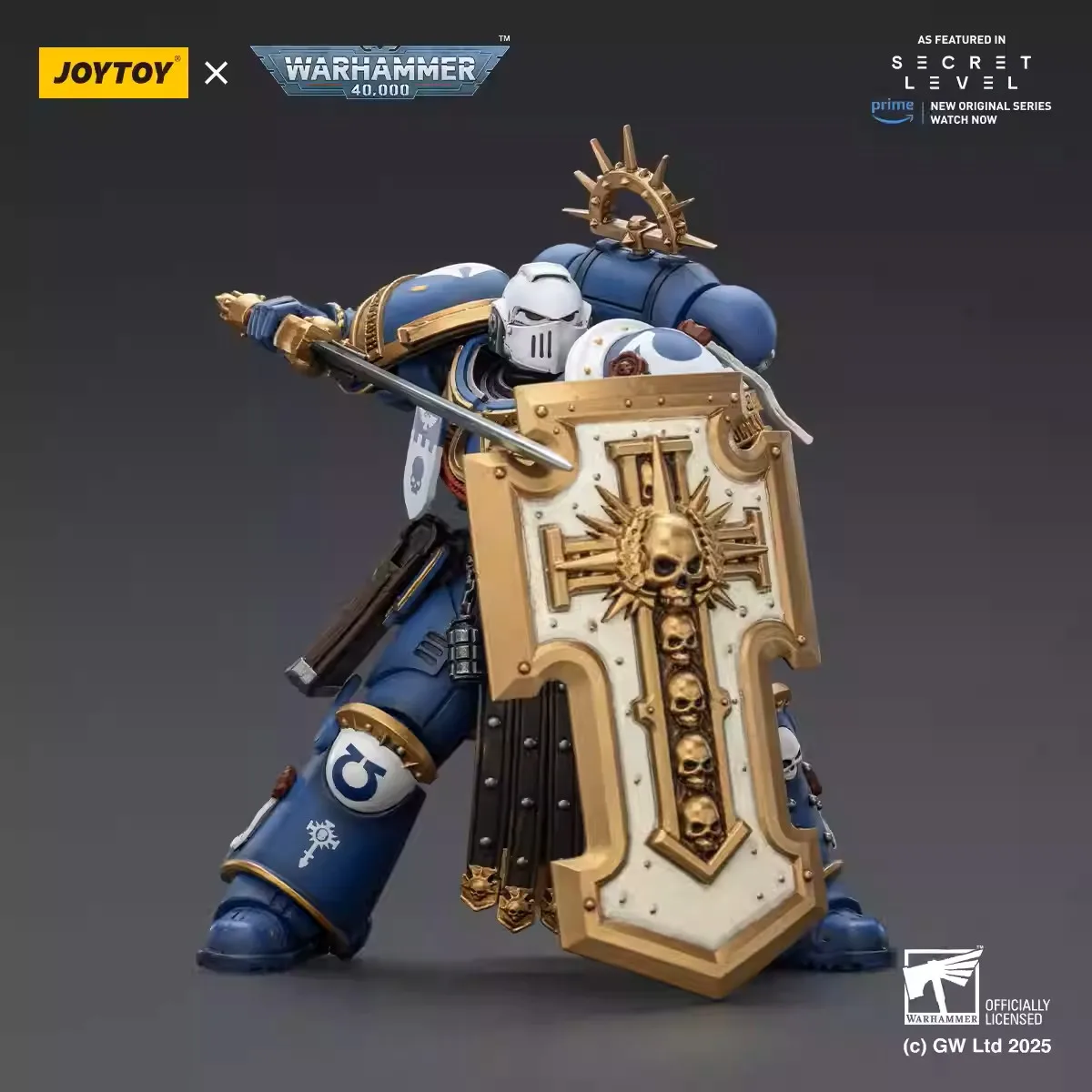 JOYTOY Warhammer 1/18 Actionfiguren Ultramarines Torvald mit Power Sword, Stormshield und Bolt Pistole Modell Spielzeug Junge Geschenke